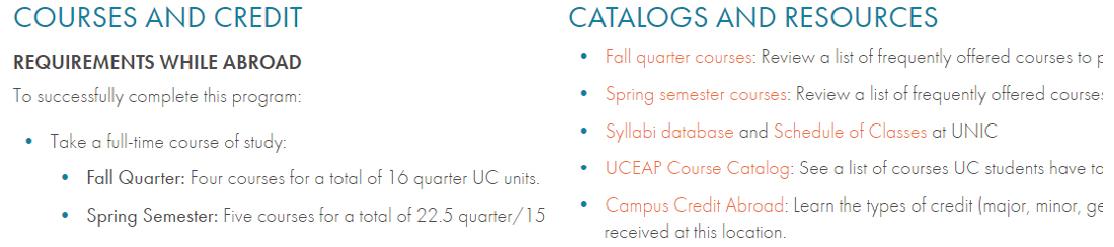 UCEAP Courses and Credit